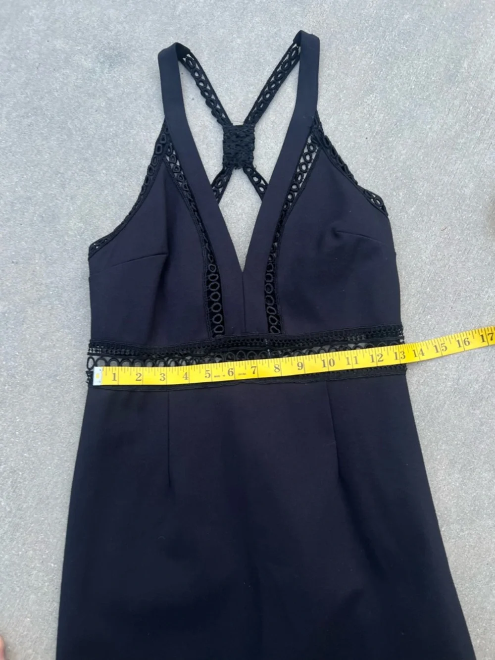 Free People Black Crochet Trim Whimsigoth Mini Dress Racerback EUC 10 LBD